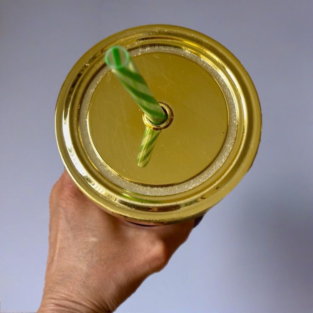 Leafy Green and Cream Tumbler with Straw - Picture 7 of 8